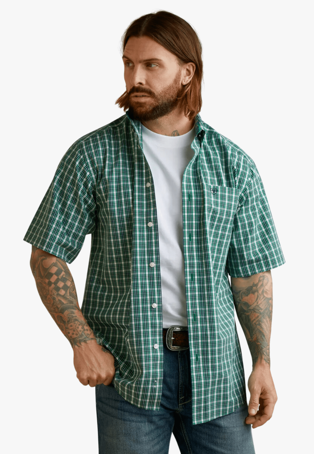 Ariat CLOTHING-Mens Short Sleeve Shirts Ariat Mens Wrinkle Free Finan Classic Short Sleeve Shirt