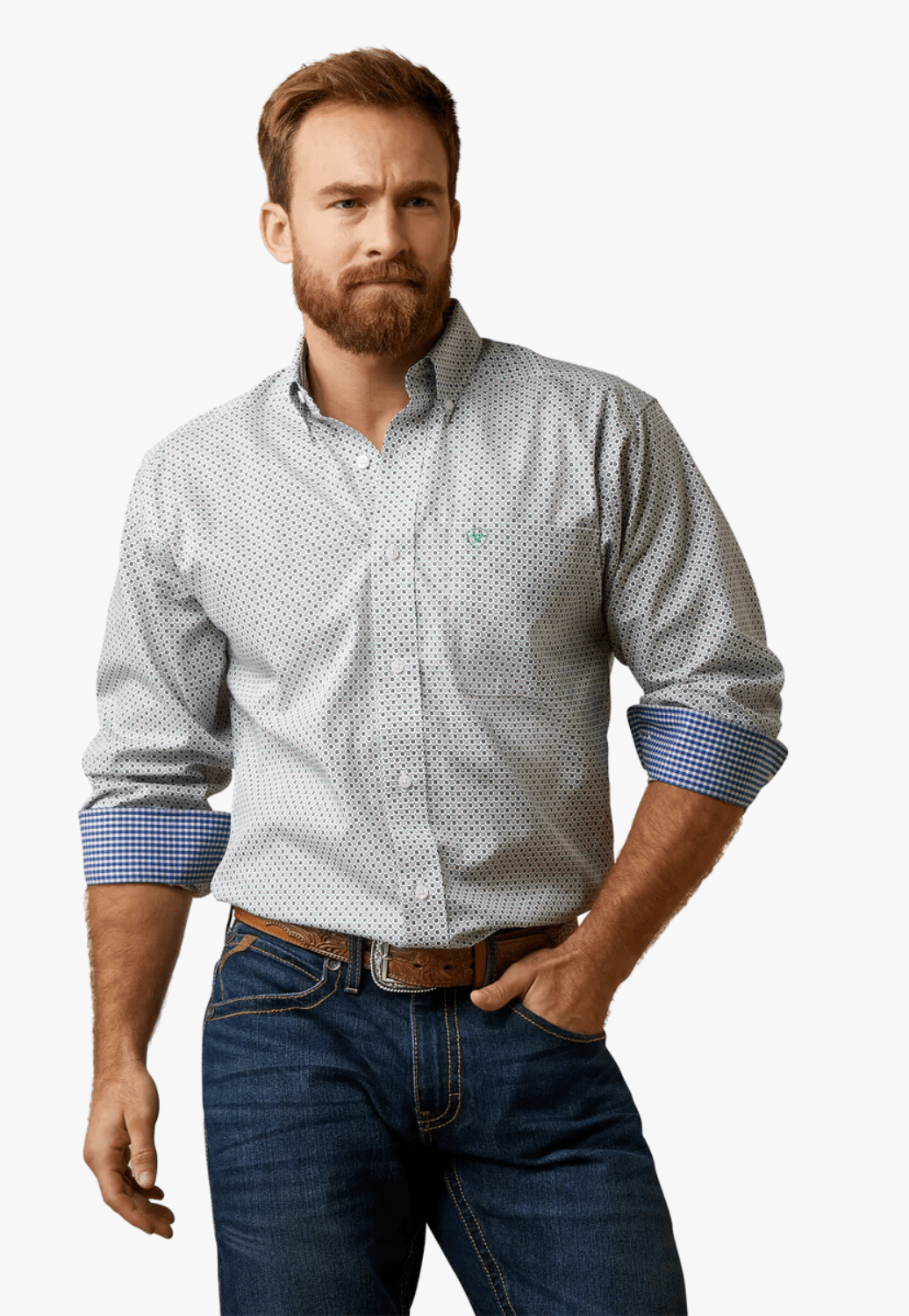 Ariat CLOTHING-Mens Long Sleeve Shirts Ariat Mens Wrinkle Free Flynt Fitted Long Sleeve Shirt