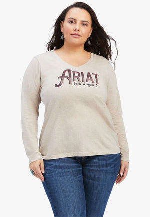 Ariat CLOTHING-Womens Long Sleeve Shirts Ariat Womens REAL Logo Relaxed Long Sleeve Shirt