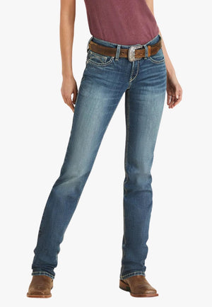 Ariat CLOTHING-Womens Jeans Ariat Womens REAL Michela Mid Rise Straight Leg Jean