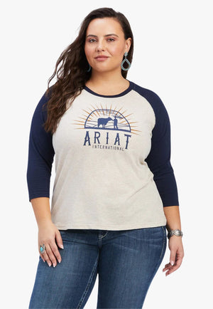 Ariat CLOTHING-Womens Long Sleeve Shirts Ariat Womens REAL Sunride 3/4 Sleeve Shirt