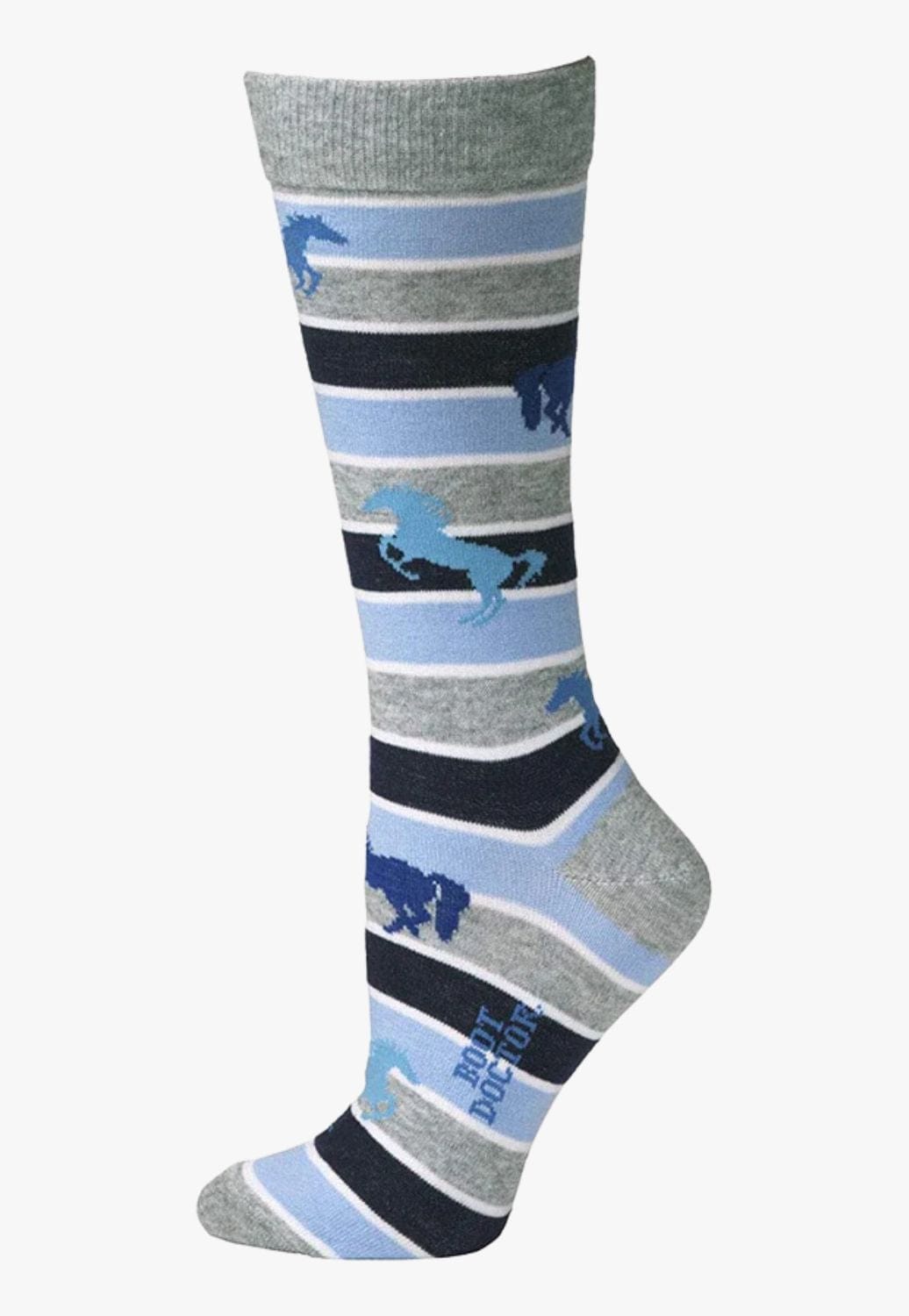 Boot Doctor ACCESSORIES-Socks OSFA / Blue Boot Doctor Womens Running Horse Pattern Socks