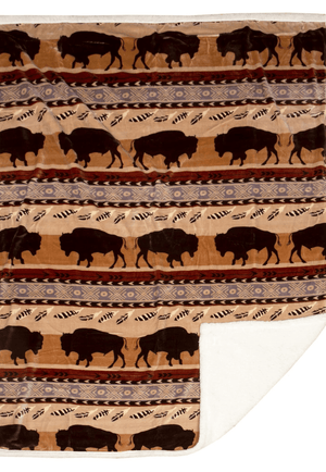 Carstens Homewares - General Brown Wrangler Buffalo Southwest Sherpa Throw