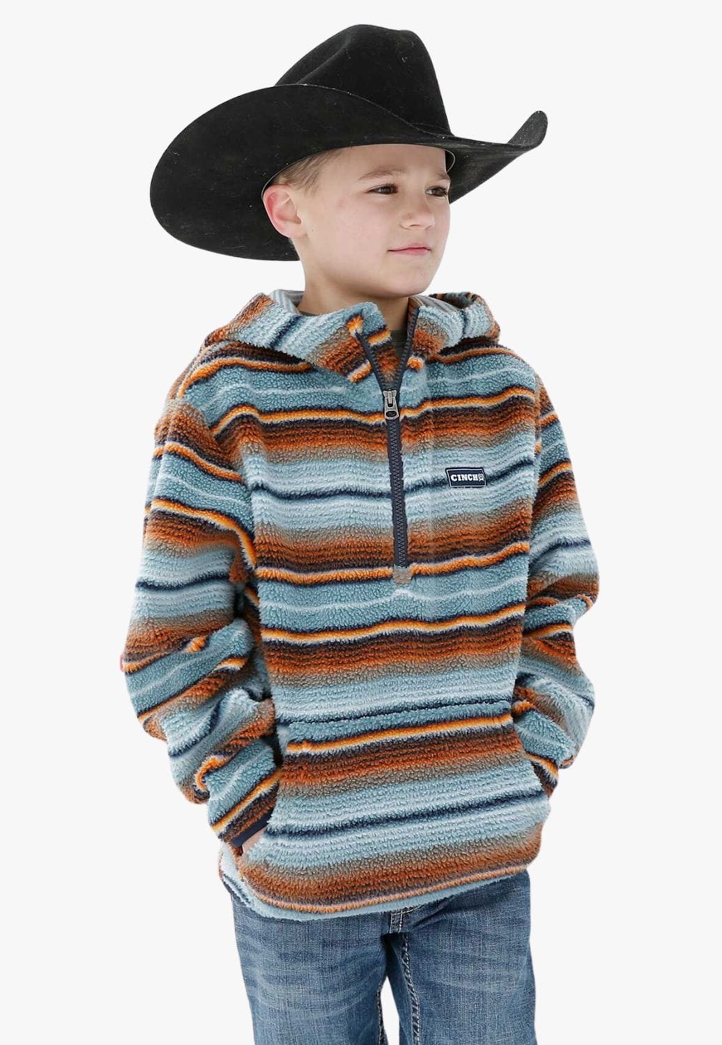 Cinch CLOTHING-Boys Pullovers Cinch Boys Stripe Sherpa Fleece Hoodie