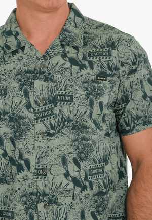 Cinch CLOTHING-Mens Short Sleeve Shirts Cinch Mens Cactus Print Short Sleeve Shirt
