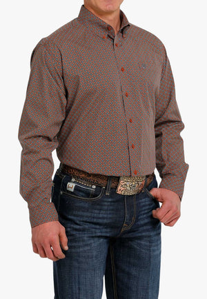 Cinch CLOTHING-Mens Long Sleeve Shirts Cinch Mens Geo Print Button Down Long Sleeve Shirt