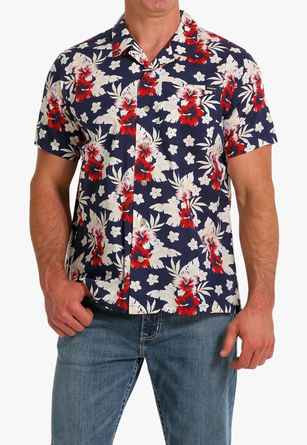 Cinch CLOTHING-Mens Short Sleeve Shirts Cinch Mens Hawaiian Print Short Sleeve Shirt
