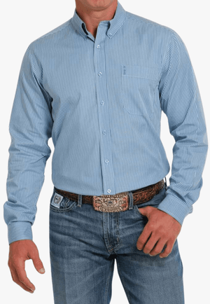 Cinch CLOTHING-Mens Long Sleeve Shirts Cinch Mens Modern Fit Stripe Long Sleeve Shirt