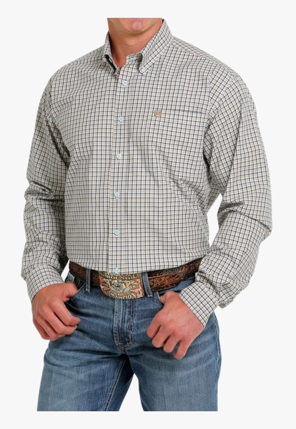 Cinch CLOTHING-Mens Long Sleeve Shirts Cinch Mens Plaid Western Long Sleeve Shirt
