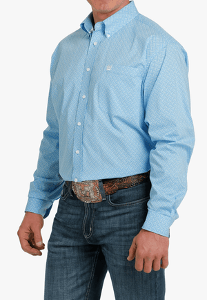 Cinch CLOTHING-Mens Long Sleeve Shirts Cinch Mens Stretch Diamond Print Button Down Long Sleeve Shirt