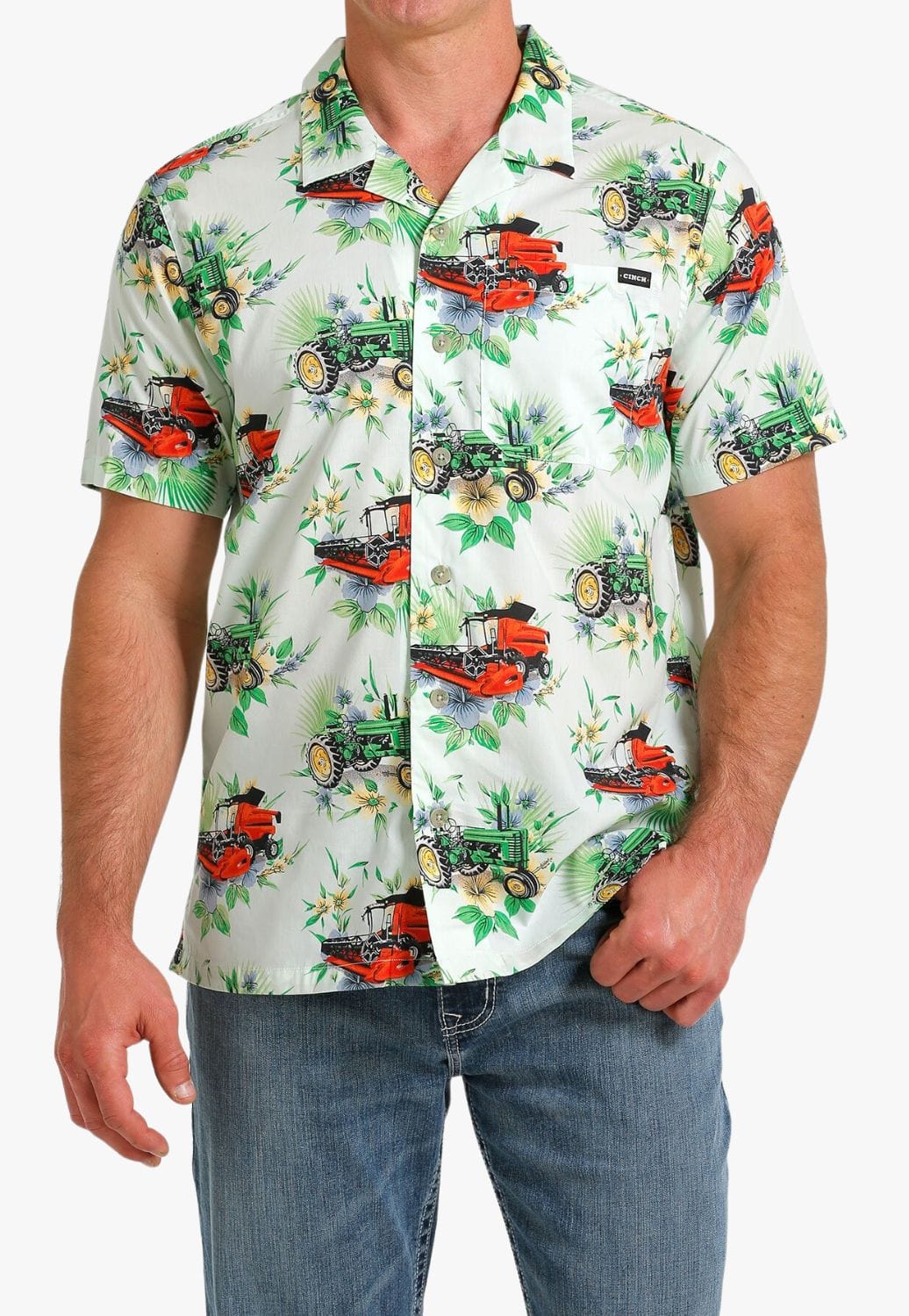 Cinch CLOTHING-Mens Short Sleeve Shirts Cinch Mens Tractor Print Short Sleeve Shirt