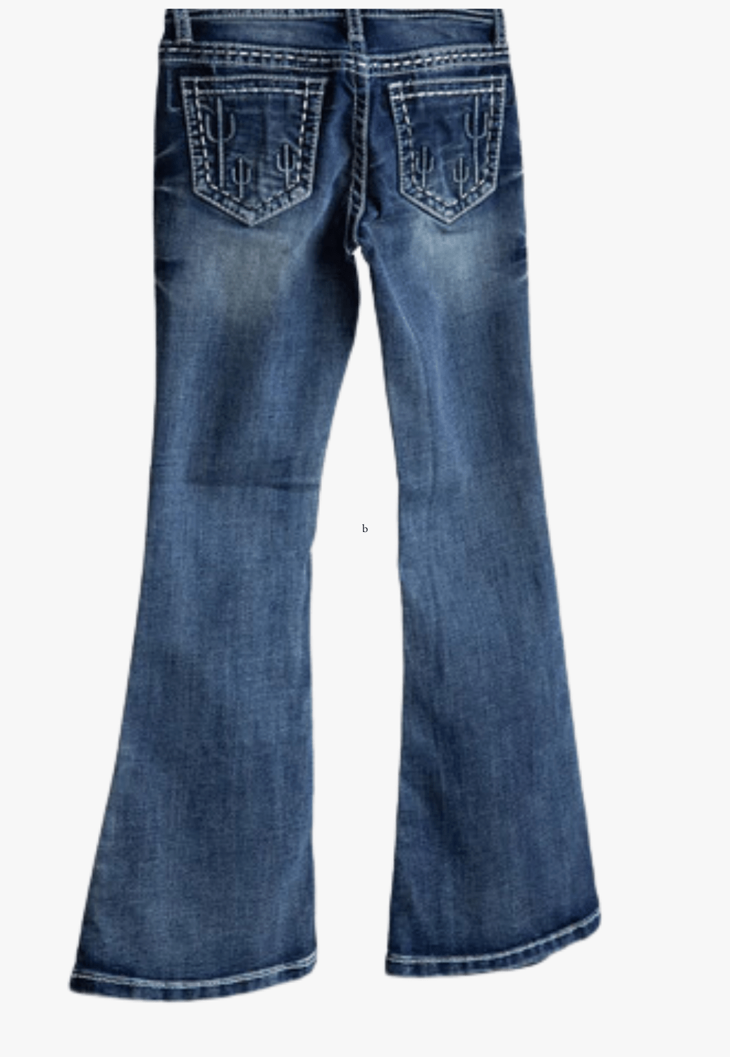 Grace In LA® Girl's Boot Cut With Cactus Embroidered Pocket Jeans