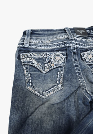 Grace In LA CLOTHING-Girls Jeans Grace In LA Girls Embroidered Pocket Jean