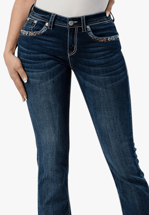 Grace In LA CLOTHING-Womens Jeans Grace In LA Womens Colourful Steer Head Jean