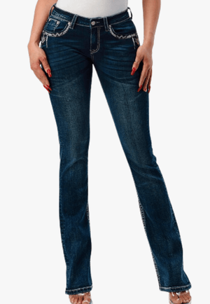 Grace In LA CLOTHING-Womens Jeans Grace In LA Womens Embroidered Aztec Bootcut Jeans