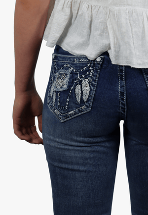 Grace In LA CLOTHING-Womens Jeans Grace In LA Womens Steer Head Jeans