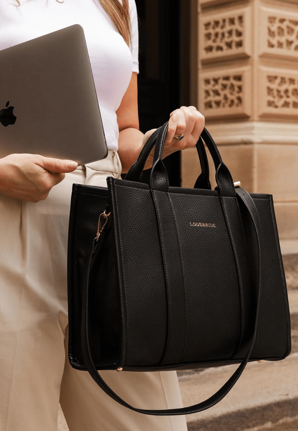 Louenhide ACCESSORIES-Handbags Black Louenhide Manhattan Logo Tote Bag