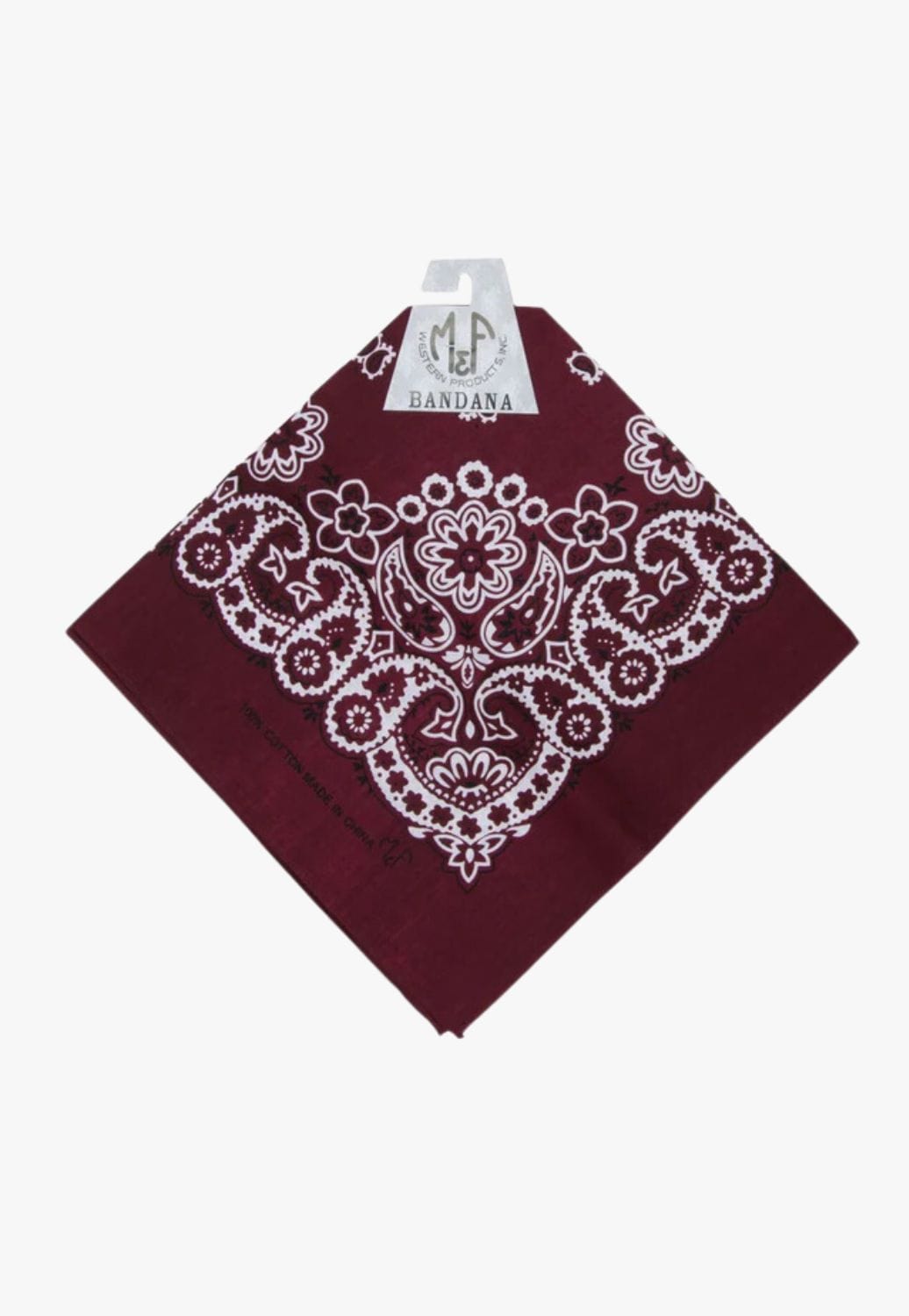 M and F Western ACCESSORIES-General Burgundy M and F Western Paisley Pattern Bandana
