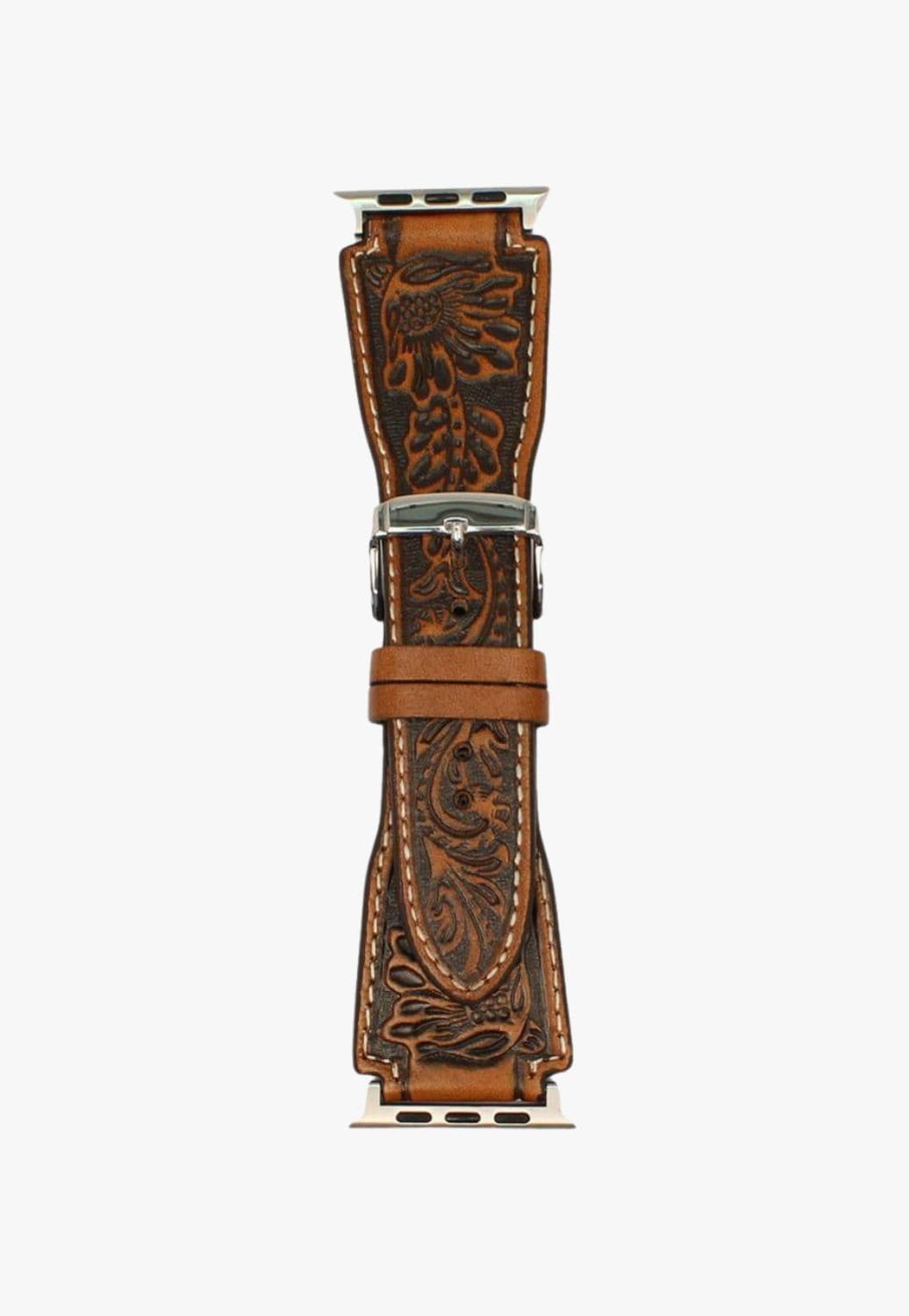 Nocona ACCESSORIES-Watches L / Brown Nocona Floral Embossed Apple Watch Band