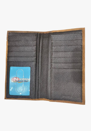 Nocona ACCESSORIES-Mens Wallets Tan/Turquoise Nocona Mens Embossed Floral Underlay Rodeo Wallet