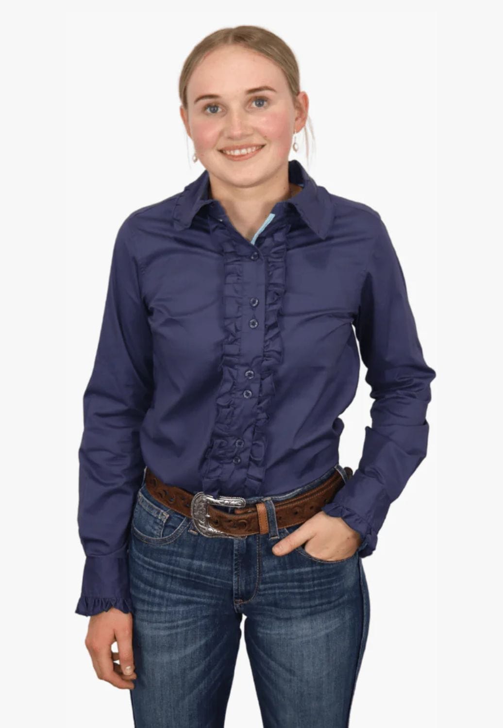 Outback CLOTHING-Womens Long Sleeve Shirts Outback Womens Ruffle Long Sleeve Shirt