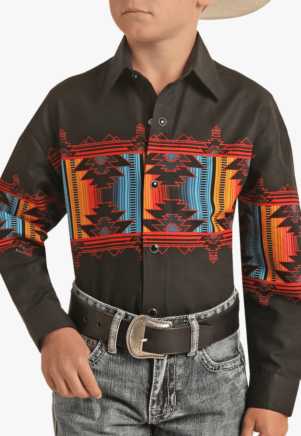 Panhandle CLOTHING-Boys Long Sleeve Shirts Panhandle Boys Aztec Snap Long Sleeve Shirt