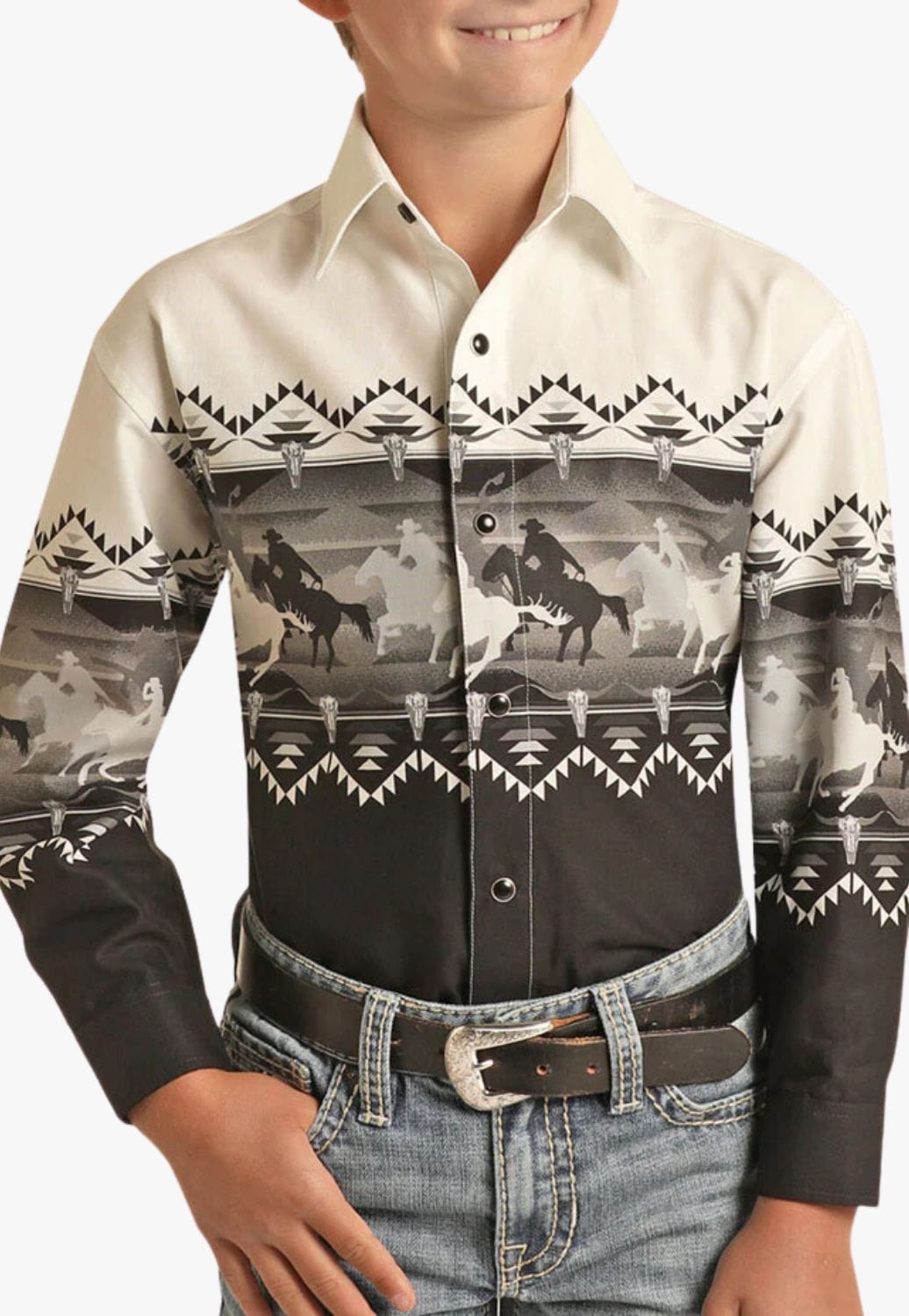 Panhandle CLOTHING-Boys Long Sleeve Shirts Panhandle Boys Bronco Snap Long Sleeve Shirt