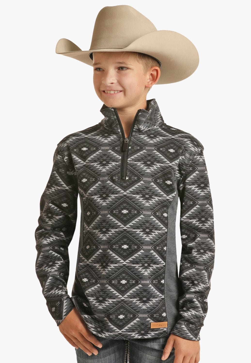 Panhandle CLOTHING-Boys Pullovers Panhandle Kids Aztec Knit Quarter Zip Pullover