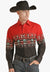 Panhandle CLOTHING-Mens Long Sleeve Shirts Panhandle Mens Aztec Border Long Sleeve Shirt