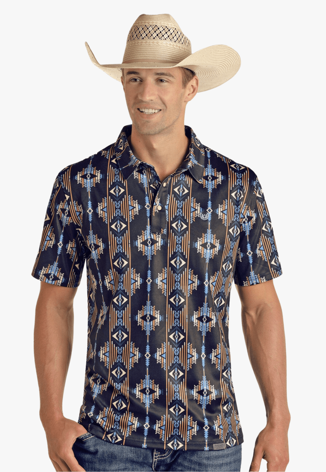 Panhandle CLOTHING-MensPolos Panhandle Mens Aztec Knit Polo