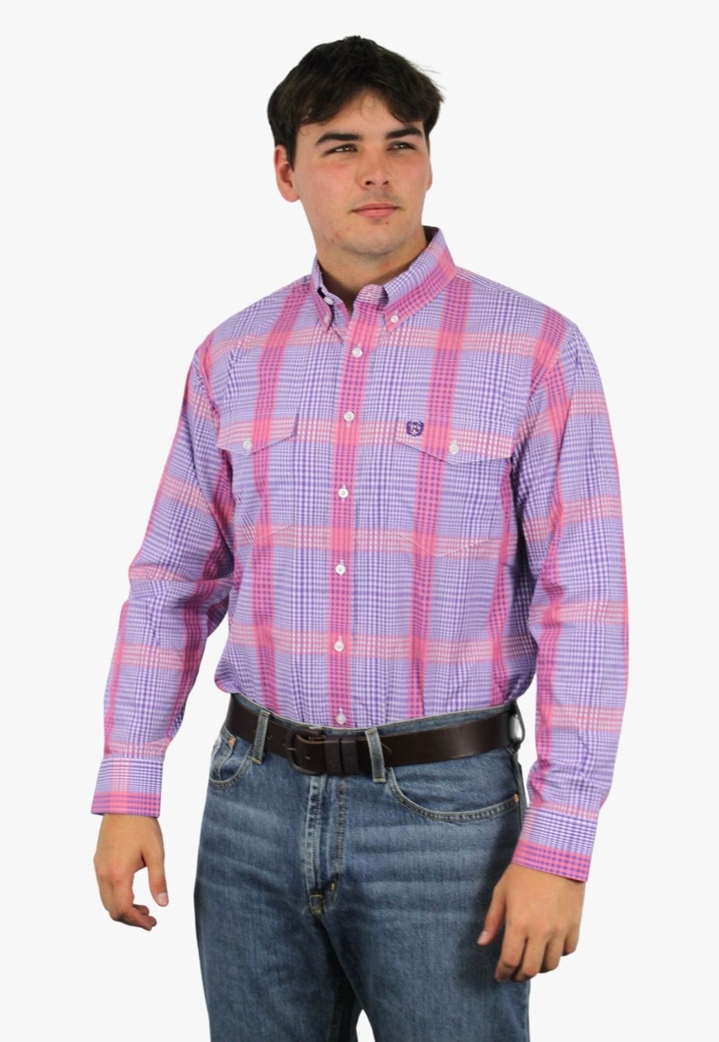Panhandle CLOTHING-Mens Long Sleeve Shirts Panhandle Mens Check Button Down Long Sleeve Shirt