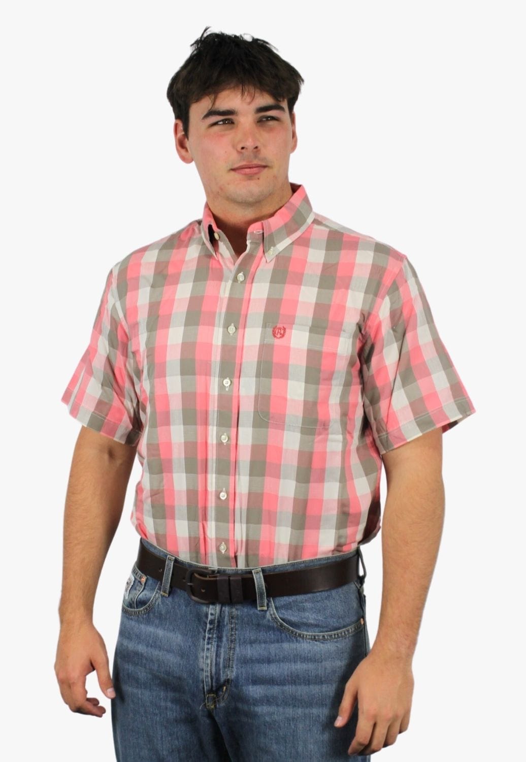Panhandle CLOTHING-Mens Short Sleeve Shirts Panhandle Mens Check Button Down Short Sleeve Shirt