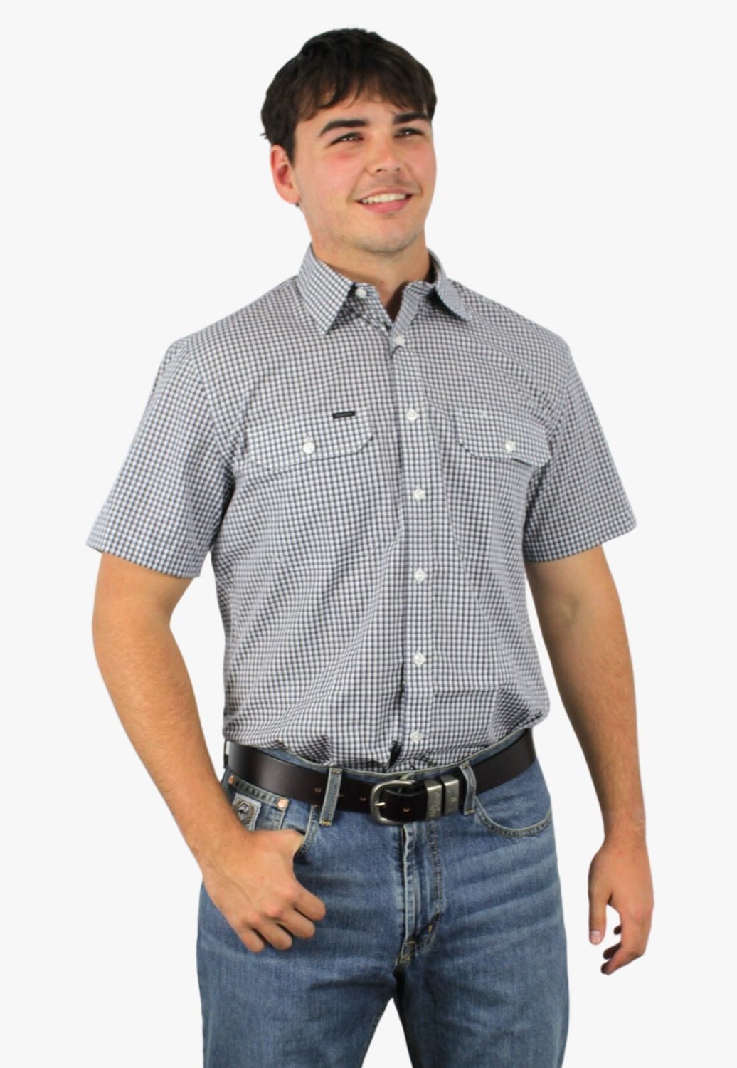 Pilbara CLOTHING-Mens Short Sleeve Shirts Pilbara Mens Check Short Sleeve Shirt
