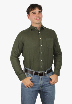 Pilbara CLOTHING-Mens Long Sleeve Shirts Pilbara Mens Linen Long Sleeve Shirt
