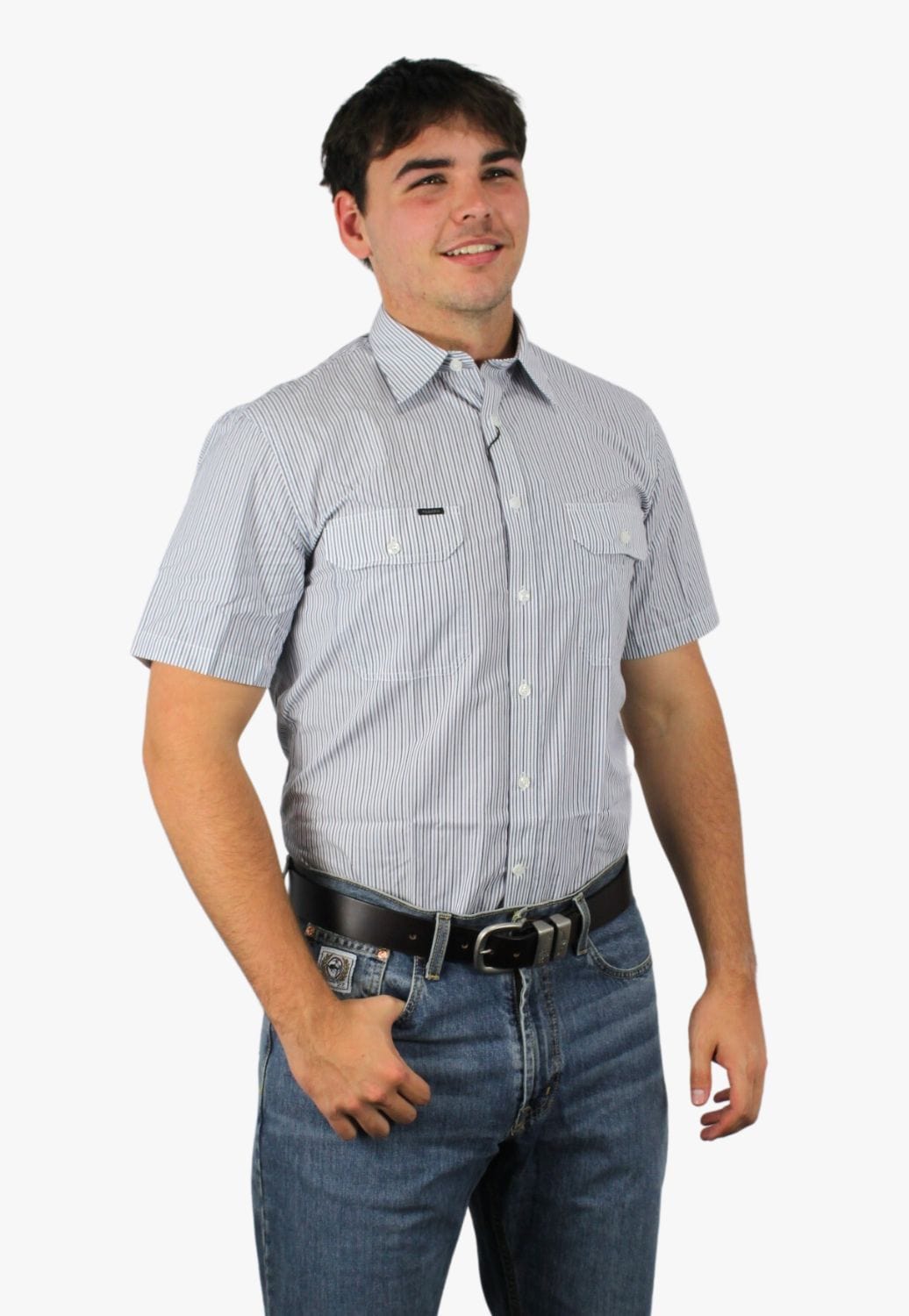 Pilbara CLOTHING-Mens Short Sleeve Shirts Pilbara Mens Stripe Short Sleeve Shirt
