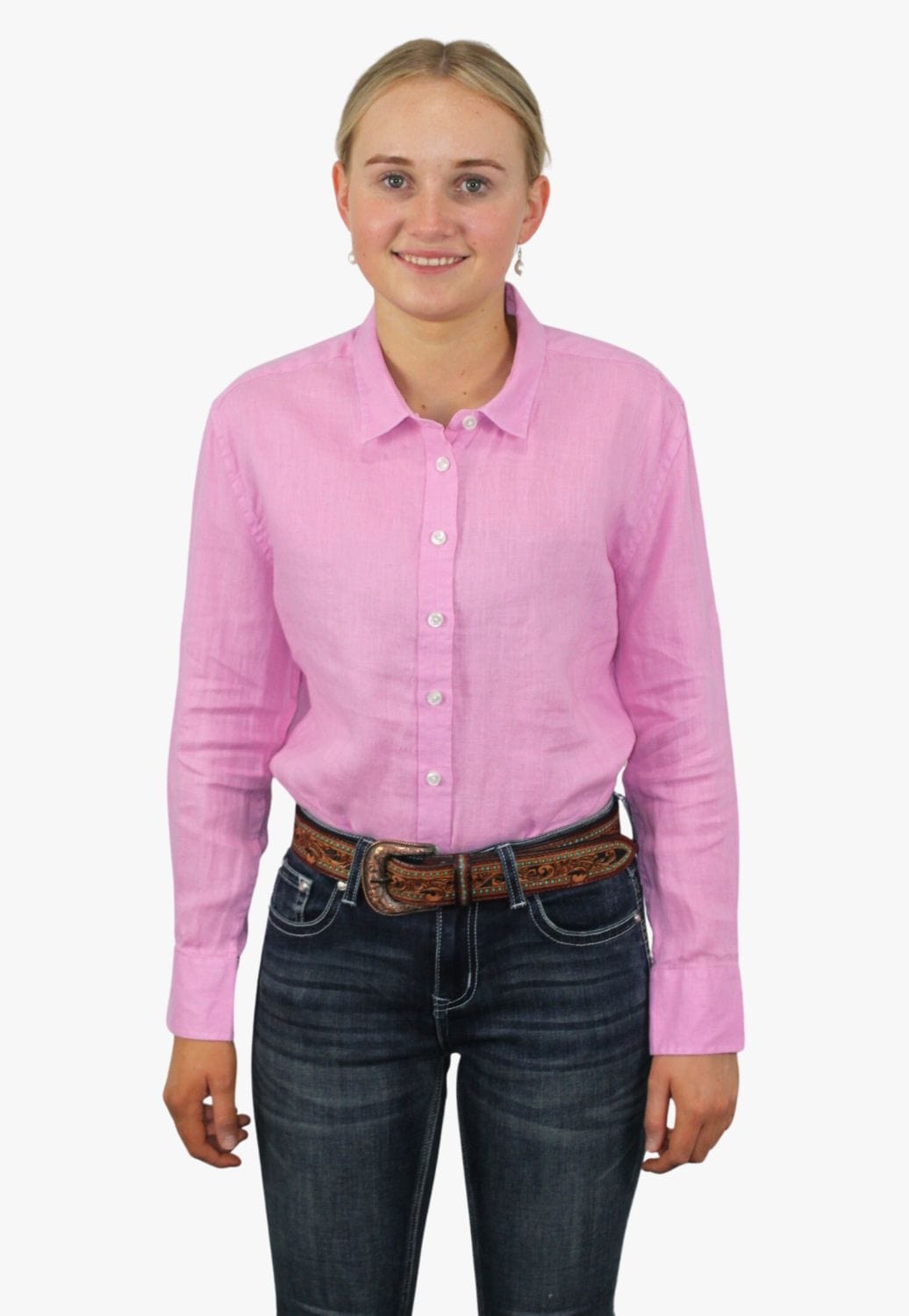 Pilbara CLOTHING-Womens Long Sleeve Shirts Pilbara Womens Linen Long Sleeve Shirt