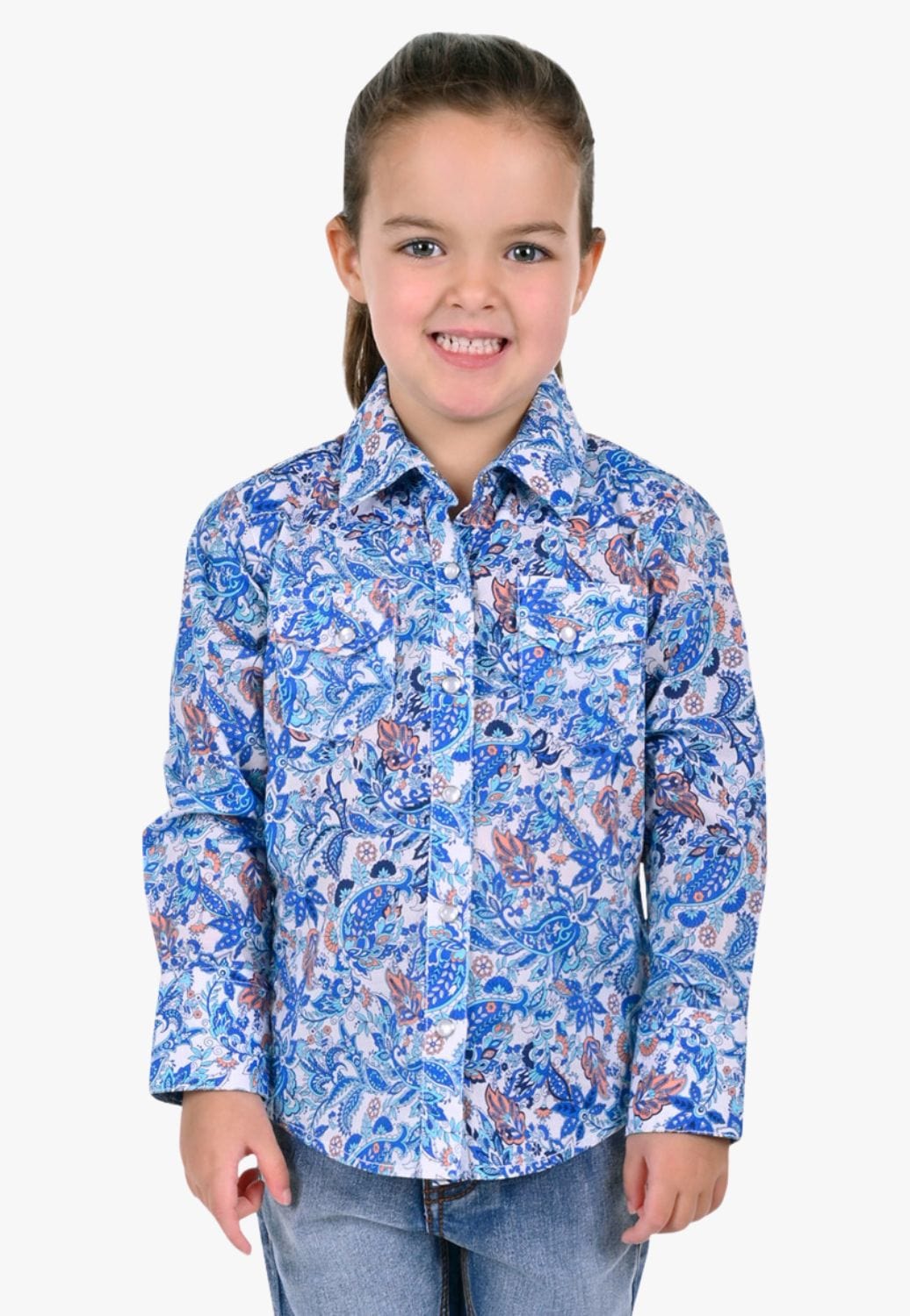 Pure Western CLOTHING-Girls Long Sleeve Shirts Pure Western Girls Frances Long Sleeve Shirt
