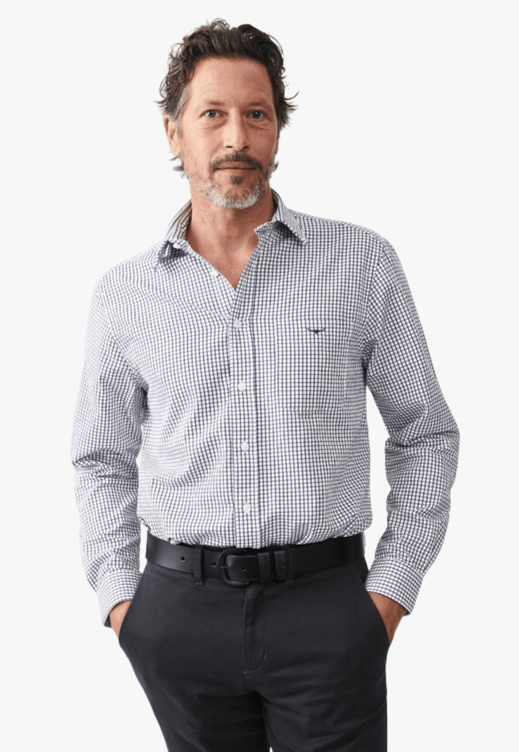 R.M. Williams CLOTHING-Mens Long Sleeve Shirts RM Williams Mens Collins Long Sleeve Shirt