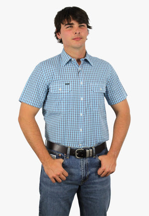 Ritemate CLOTHING-Mens Short Sleeve Shirts Pilbara Mens Check Short Sleeve Shirt