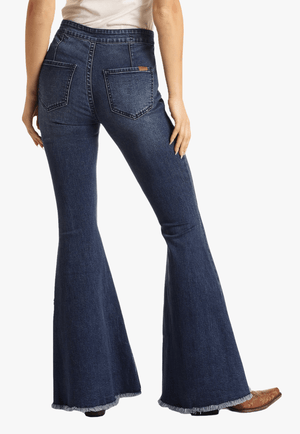 Rock and Roll CLOTHING-Womens Jeans Rock and Roll Womens Button Bells High Rise Flare Jean