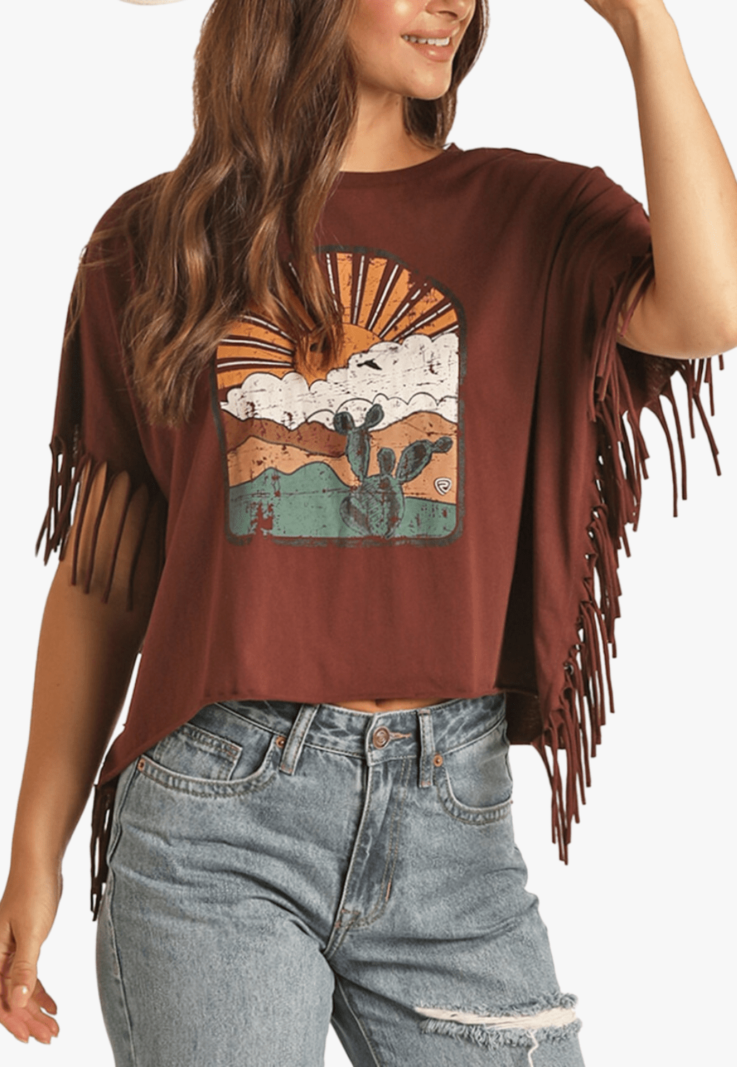 Rock and Roll CLOTHING-WomensT-Shirts Rock and Roll Womens Fringe Graphic T-Shirt