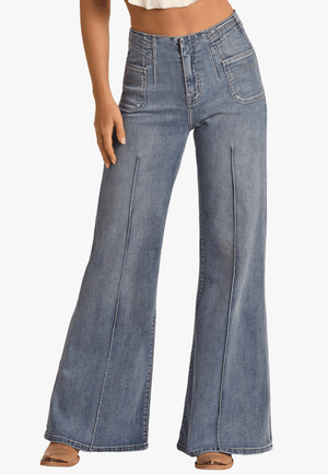 Rock and Roll CLOTHING-Womens Jeans Rock and Roll Womens High Rise Palazzo Flare Jean