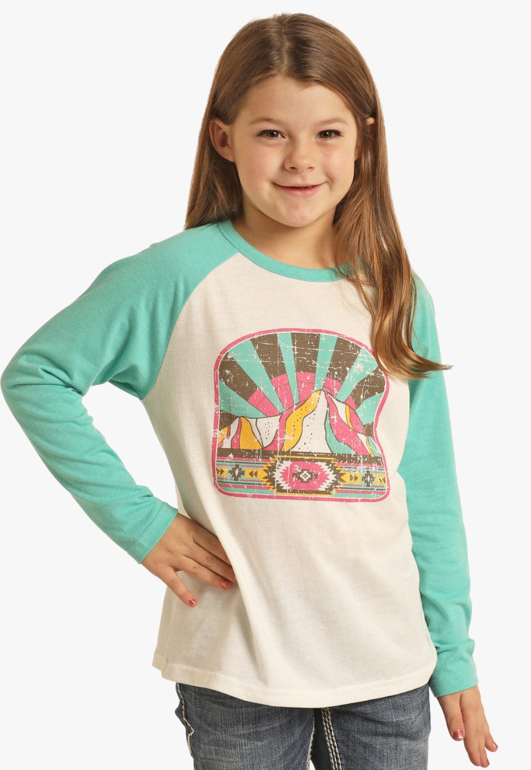 Rock and Roll CLOTHING-Girls Long Sleeve Shirts Rock & Roll Girls Desert Scene Long Sleeve Shirt