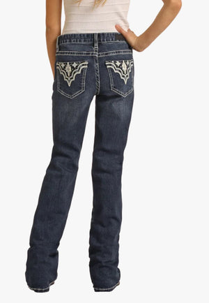Rock and Roll CLOTHING-Girls Jeans Rock & Roll Girls Embroidered Boot Cut Jean