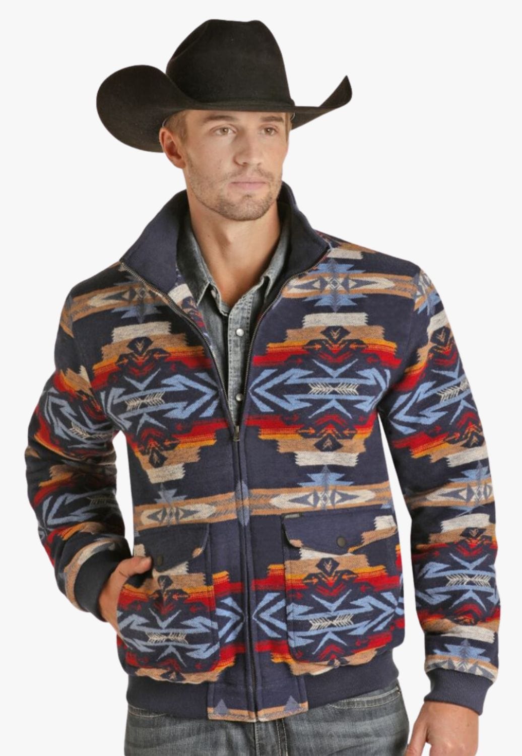 Rock and Roll CLOTHING-Mens Jackets Rock & Roll Mens Aztec Cotton Bomber Jacket