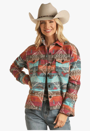 Rock and Roll CLOTHING-Womens Jackets Rock & Roll Womens Aztec Shirt Jacket