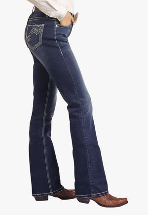 Rock and Roll CLOTHING-Womens Jeans Rock & Roll Womens Mid Rise Extra Stretch Riding Jean