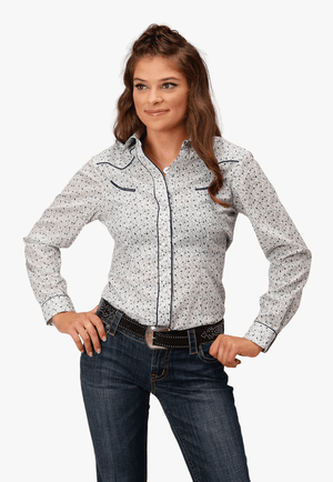 Roper CLOTHING-Womens Long Sleeve Shirts Roper Womens Karman Special Collection Long Sleeve Shirt