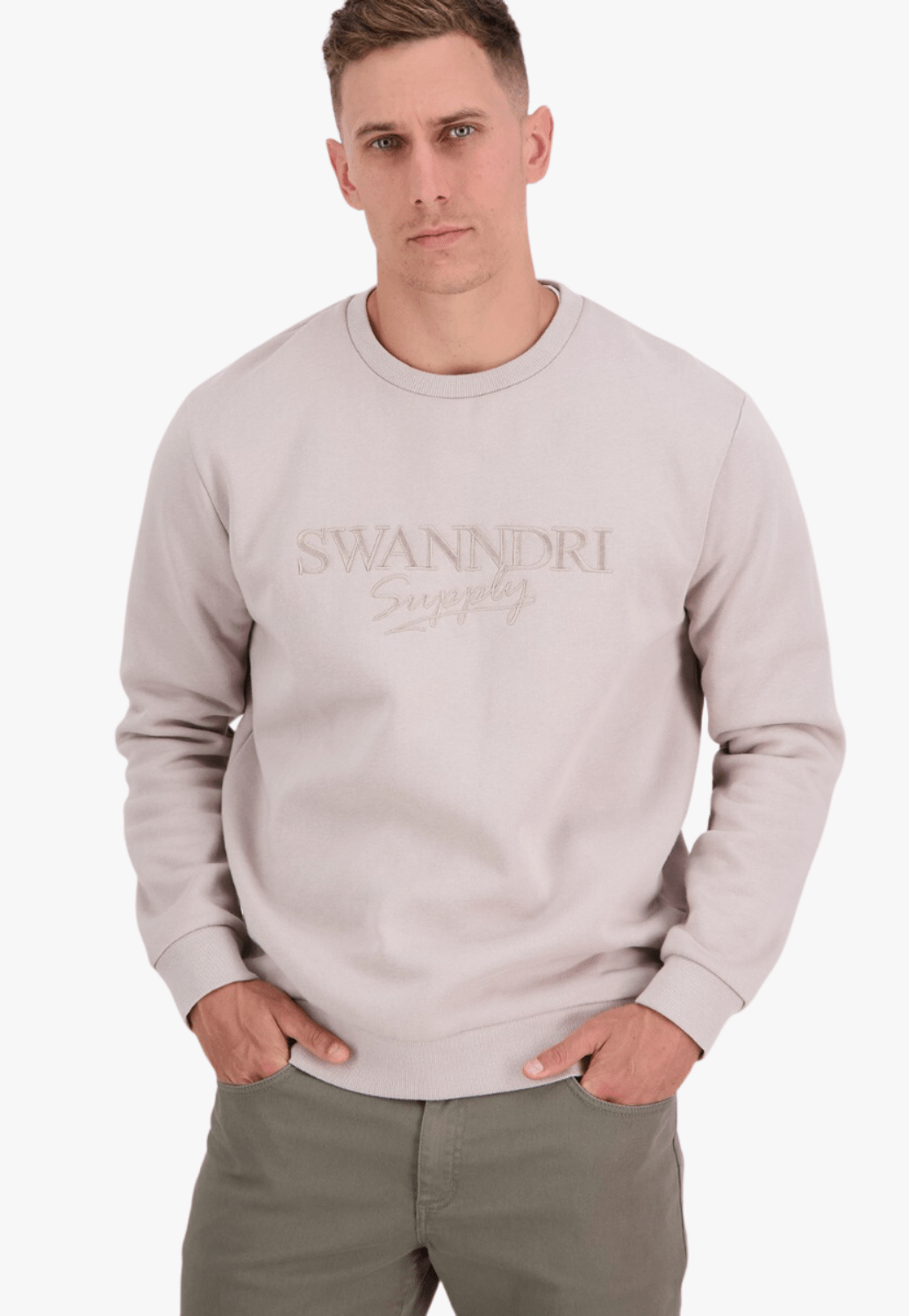 Swanndri CLOTHING-Mens Pullovers Swanndri Mens Chatfield Embroided Fleece Crew