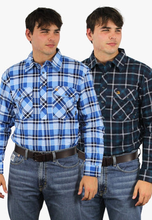 Swanndri CLOTHING-Mens Long Sleeve Shirts Swanndri Mens Egmont Closed Front Flannelette Shirt Twin Pack